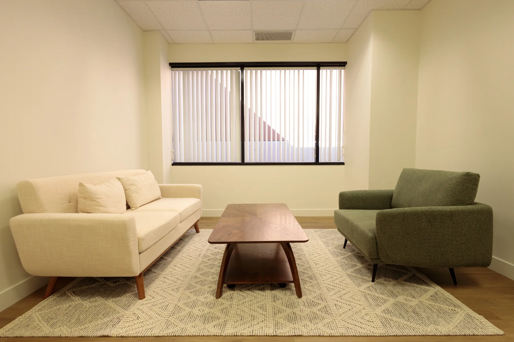 Furnished therapy room at Evolved Therapy